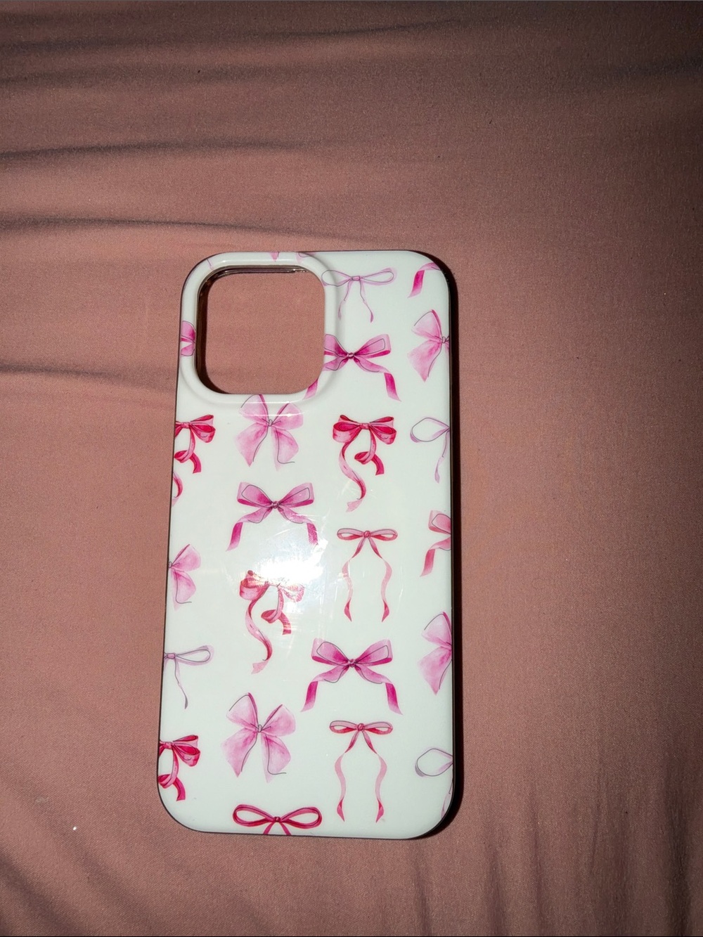 Pink Bow Pattern Phone Case - White/Pink